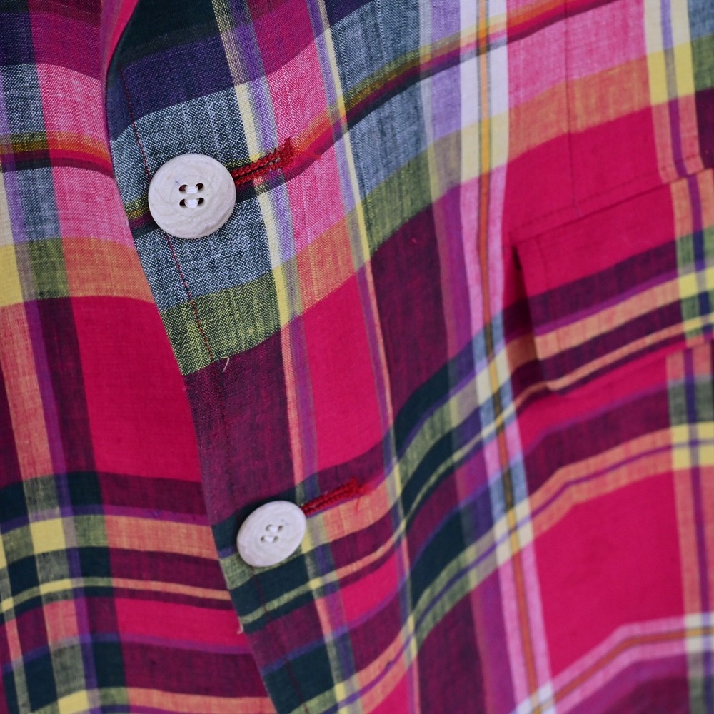 VTG Polo University Club Ralph Lauren Madras Blazer 80s Union Made Plaid Luxe - Picture 5 of 16